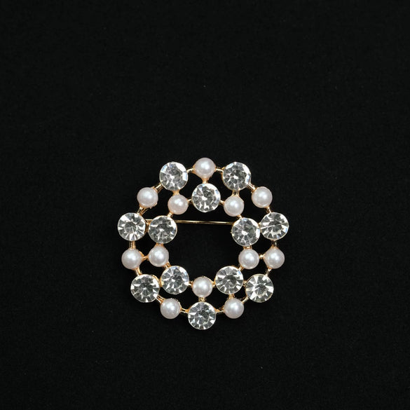 Wholesale Alloy Pearl Hollow Drill Geometric Constellation Electroplated Brooch For Women