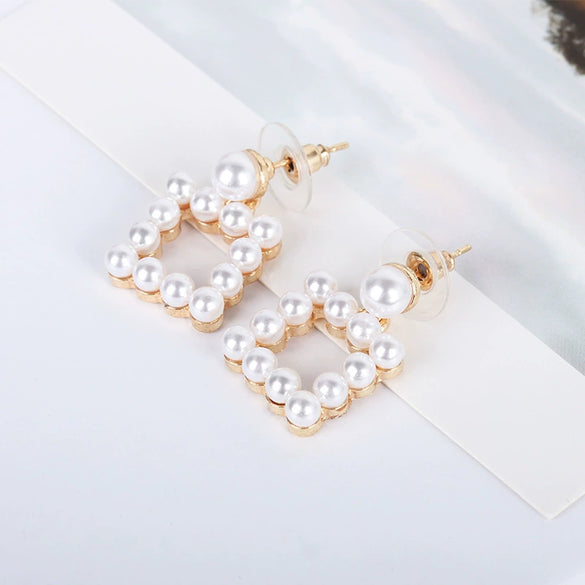 Wholesale Alloy Pearl Inlaid Geometric Earrings For Women