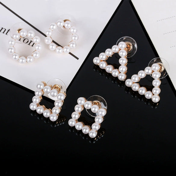 Wholesale Alloy Pearl Inlaid Geometric Earrings For Women