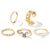 Wholesale Alloy Pearl Rhinestone Butterfly Twist Electroplated Ring Set For Women