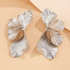 Wholesale Alloy Personality Double Layer Five Petal Flower Leaves Tassel Electroplated Women's Earrings