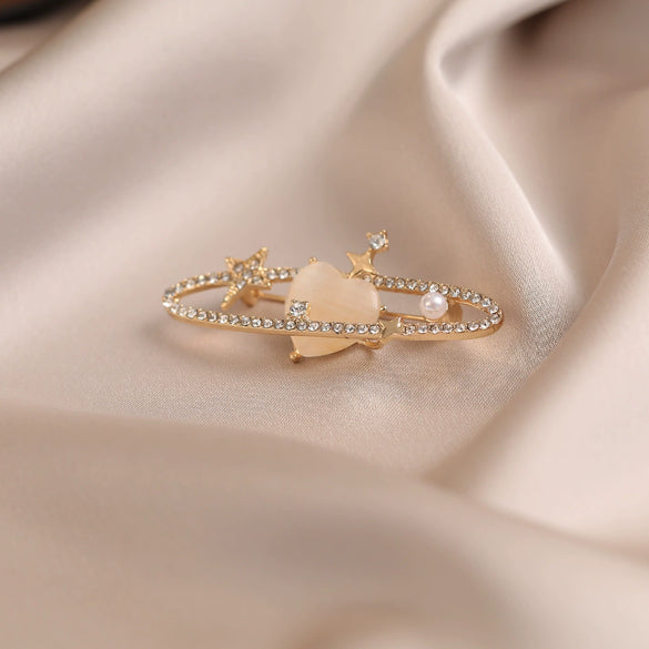 Wholesale Alloy Planetshaped Electroplated Brooch For Women Minimalist Light Luxury Style