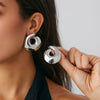 Wholesale Alloy Pleated Geometric Cut Out Spiral Flower Design Electroplated Women's Earrings