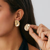 Wholesale Alloy Pleated Geometric Cut Out Spiral Flower Design Electroplated Women's Earrings