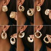 Wholesale Alloy Pleated Geometric Cut Out Spiral Flower Design Electroplated Women's Earrings
