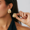 Wholesale Alloy Pleated Geometric Cut Out Spiral Flower Design Electroplated Women's Earrings