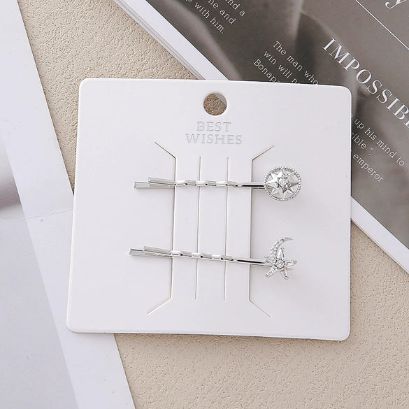 Wholesale Alloy Princess Style Planet Pearl Moon Snowflake Flower One Word Clip Hairpin With Electroplating