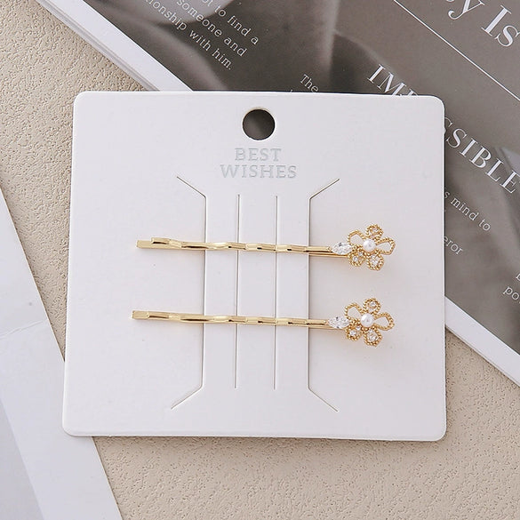 Wholesale Alloy Princess Style Planet Pearl Moon Snowflake Flower One Word Clip Hairpin With Electroplating