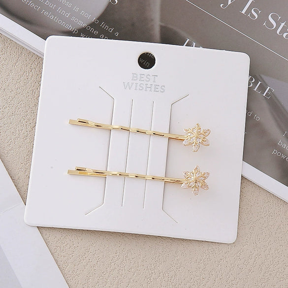 Wholesale Alloy Princess Style Planet Pearl Moon Snowflake Flower One Word Clip Hairpin With Electroplating