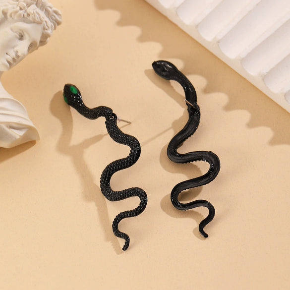 Wholesale Alloy Punk Style Detachable Exaggerated Snake Earrings With Animal Zodiac Pattern And Electroplating Treatment For Women