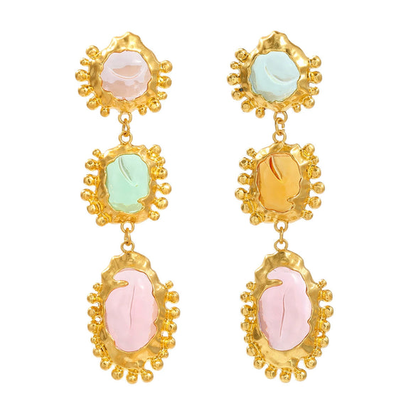Wholesale Alloy Resin Electroplated Geometric Medieval Style Women's Earrings