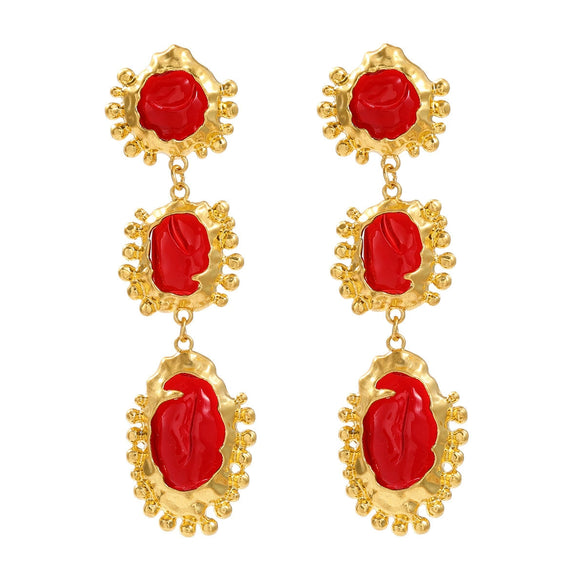 Wholesale Alloy Resin Electroplated Geometric Medieval Style Women's Earrings
