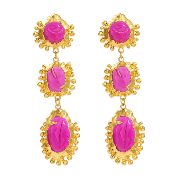 Wholesale Alloy Resin Electroplated Geometric Medieval Style Women's Earrings