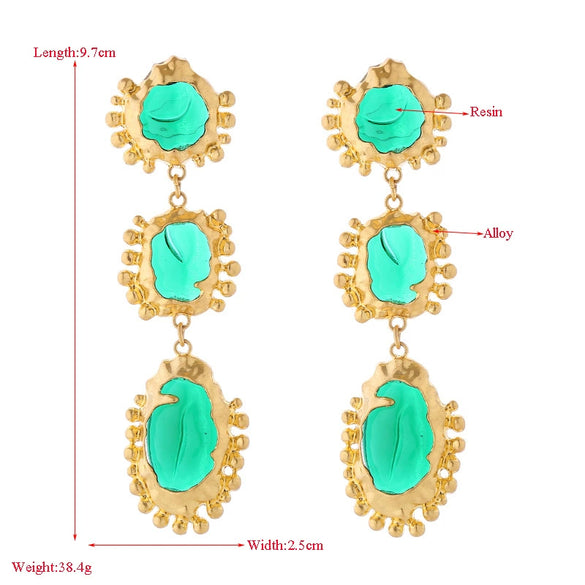 Wholesale Alloy Resin Electroplated Geometric Medieval Style Women's Earrings