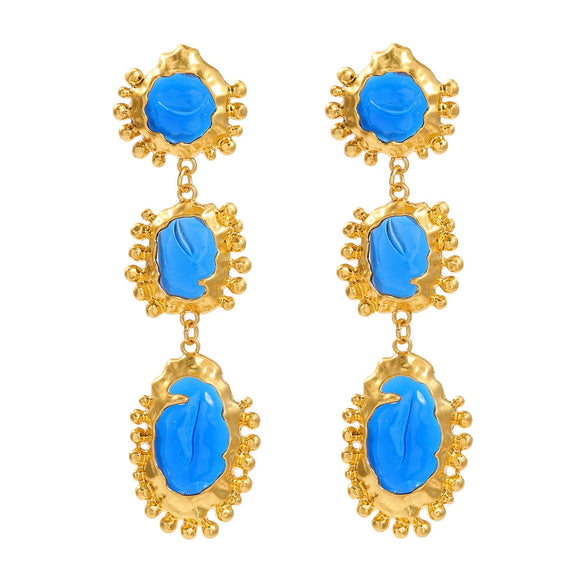 Wholesale Alloy Resin Electroplated Geometric Medieval Style Women's Earrings