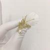 Wholesale Alloy Resin Feather Pearl Corsage Brooch With Wheat Ears Pattern For Women