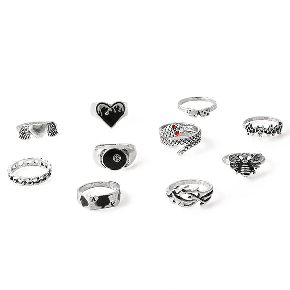 Wholesale Alloy Retro Animal Geometric Ring With Poker Card Pattern Electroplating For Women