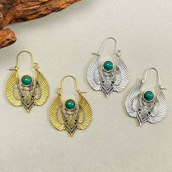 Wholesale Alloy Retro Animal Zodiac Sacred Wings Moth Earrings For Women With Electroplating