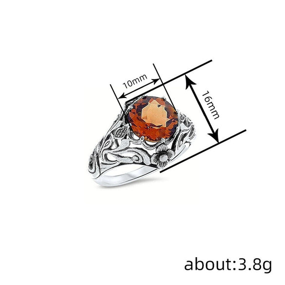 Wholesale Alloy Retro Floral Geometric Matte Coated Electroplated Ring For Women