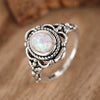 Wholesale Alloy Retro Flower Geometric Women's Imitation Opal Ring With Electroplating
