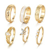 Wholesale Alloy Retro Geometric Animal Style Oil Dripping Butterfly Ring Set With Electroplating For Women