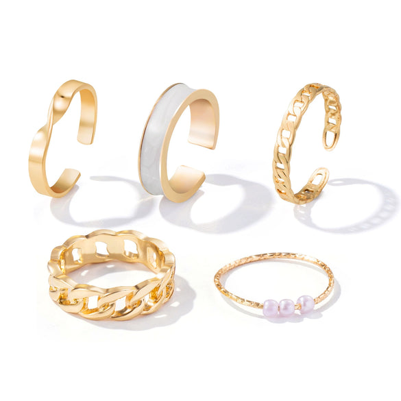 Wholesale Alloy Retro Geometric Animal Style Oil Dripping Butterfly Ring Set With Electroplating For Women