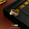 Wholesale Alloy Retro Geometric Asymmetrical Ushaped Pearl Ring For Women With Electroplating Treatment