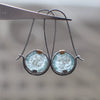 Wholesale Alloy Retro Geometric New Moonstone Double Color Light Blue Round Earrings With Electroplating