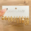Wholesale Alloy Retro Geometric Square Women's Earrings Set With Pearls