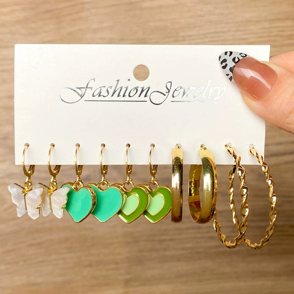 Wholesale Alloy Retro Geometric Square Women's Earrings Set With Pearls