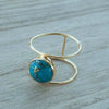 Wholesale Alloy Retro Geometric Turquoise Epoxy Round Engagement Ring For Ladies