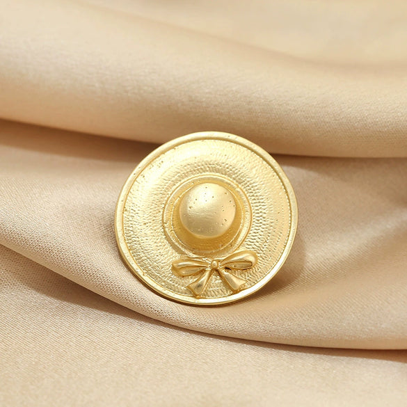 Wholesale Alloy Retro Style Flower Hat Brooch For Women With Electroplating Treatment