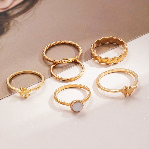 Wholesale Alloy Retro Twist Hollow Heart Butterfly Diamondembedded Open Ring Unisex