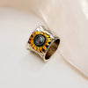 Wholesale Alloy Retro Wide Unisex Couple Ring With Sunflower Pattern And Electroplating