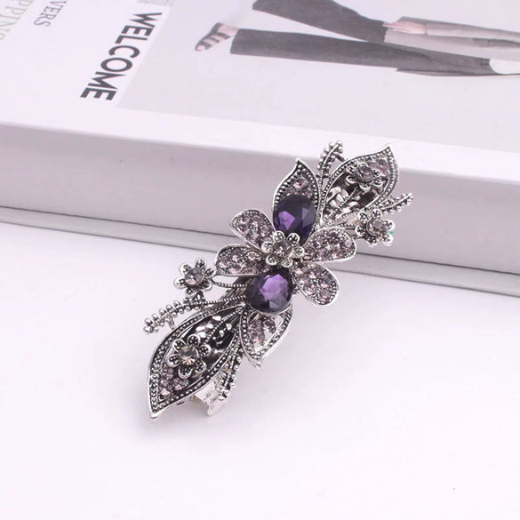 Wholesale Alloy Retro Women's Crystal Ponytail Hairpin With Electroplating Treatment