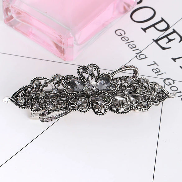 Wholesale Alloy Retro Women's Crystal Ponytail Hairpin With Electroplating Treatment