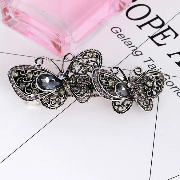 Wholesale Alloy Retro Women's Crystal Ponytail Hairpin With Electroplating Treatment
