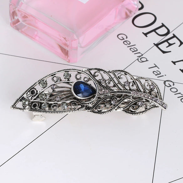 Wholesale Alloy Retro Women's Crystal Ponytail Hairpin With Electroplating Treatment