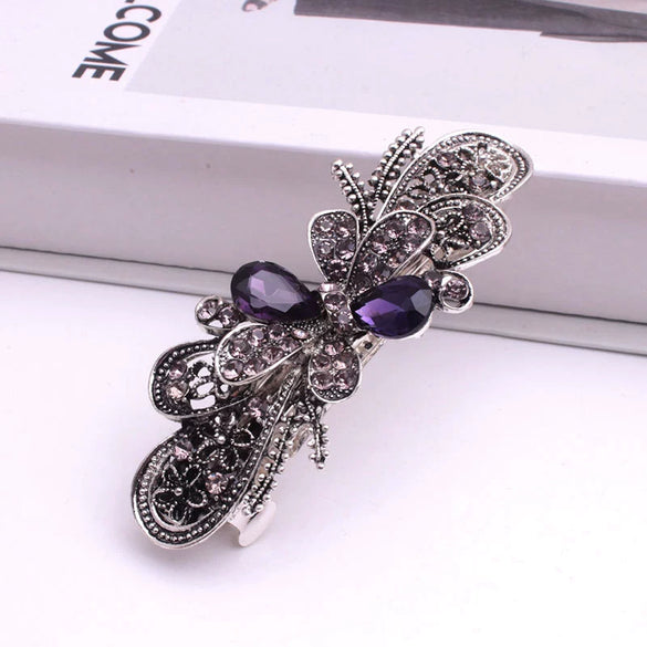 Wholesale Alloy Retro Women's Crystal Ponytail Hairpin With Electroplating Treatment