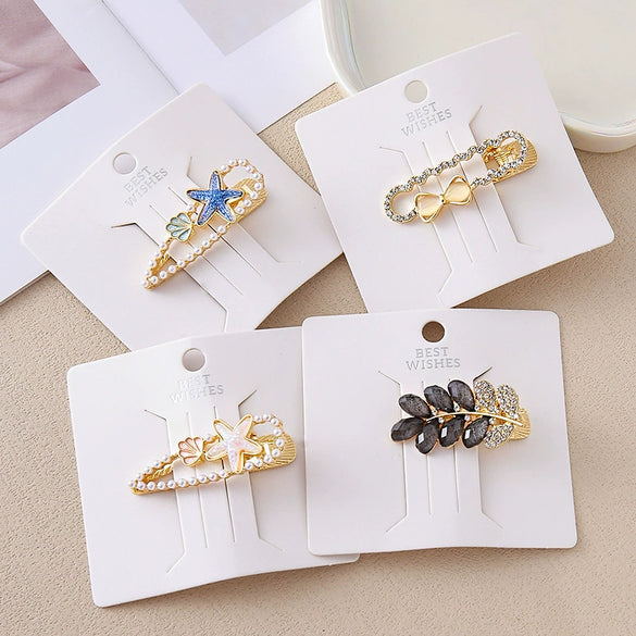 Wholesale Alloy Rhinestone Bow Duckbill Clip Hairpin With Electroplating For Women In Little Fresh Style