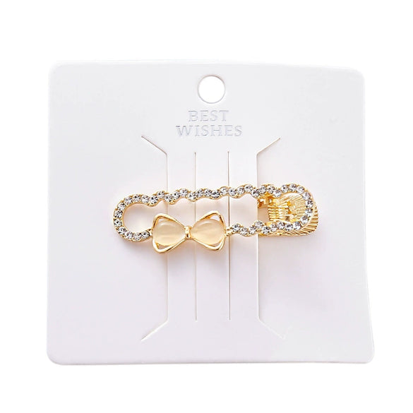 Wholesale Alloy Rhinestone Bow Duckbill Clip Hairpin With Electroplating For Women In Little Fresh Style