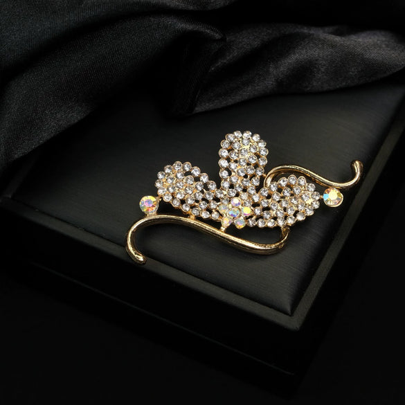 Wholesale Alloy Rhinestone Bow Flower Electroplated Brooch Accessories