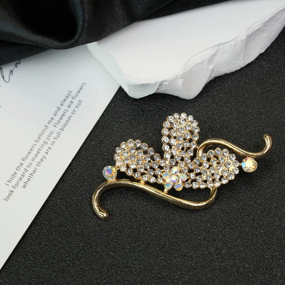 Wholesale Alloy Rhinestone Bow Flower Electroplated Brooch Accessories