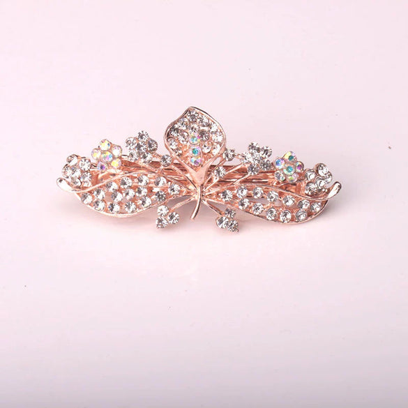 Wholesale Alloy Rhinestone Flower Hairpin For Ladies With Electroplating Treatment