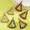 Wholesale Alloy Rhinestone Geometric Triangle Hollow Diamond Earrings For Women