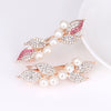 Wholesale Alloy Rhinestone Pearl Bow Women's Hairpin With Electroplating And Flower Design
