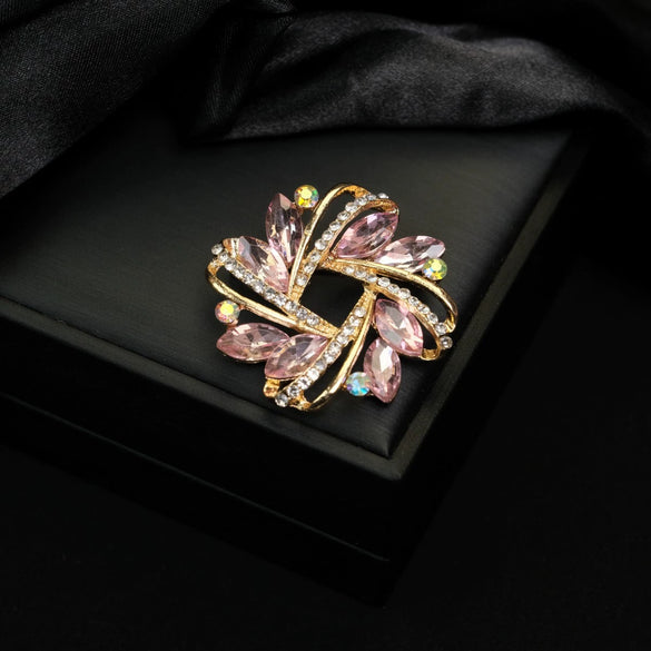 Wholesale Alloy Rhinestoneencrusted Geometric And Flower Brooches For Scarves With Electroplating
