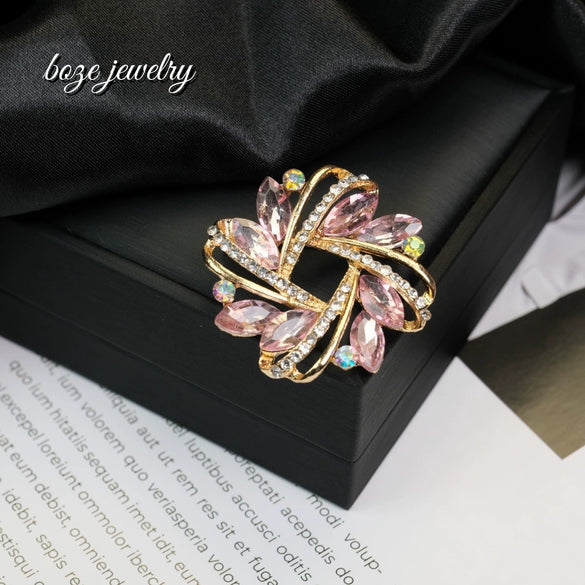 Wholesale Alloy Rhinestoneencrusted Geometric And Flower Brooches For Scarves With Electroplating