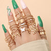 Wholesale Alloy Ring With Golden Butterfly And Geometric Leaves Design Hollow Twist Style Electroplated For Women
