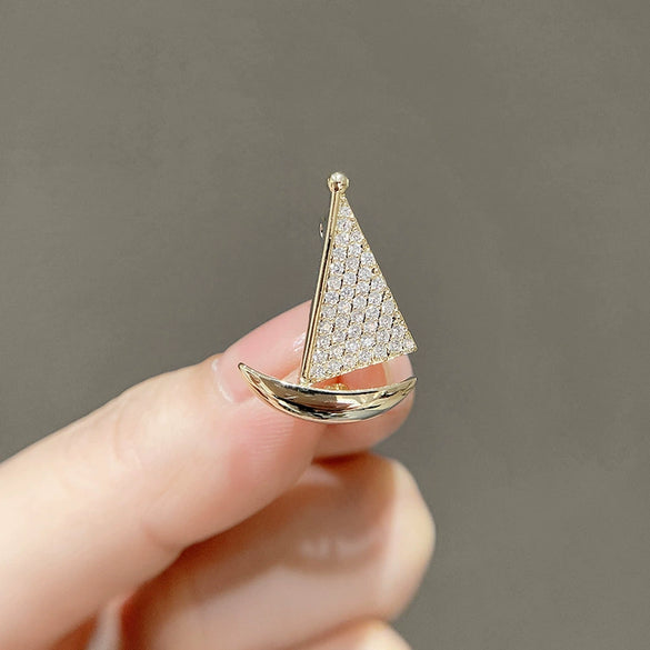 Wholesale Alloy Sailing Brooch With Flower Pattern For Women Natural Style Electroplated